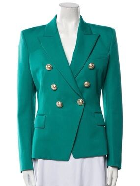 BOLD elements Teal Double-Breasted Blazer with Gold Buttons